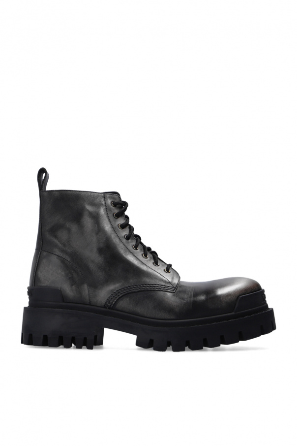 ロングブーツ Balenciaga Black Leather Strike Boots Men's Combat Strike Boot in Black | Balenciaga CA